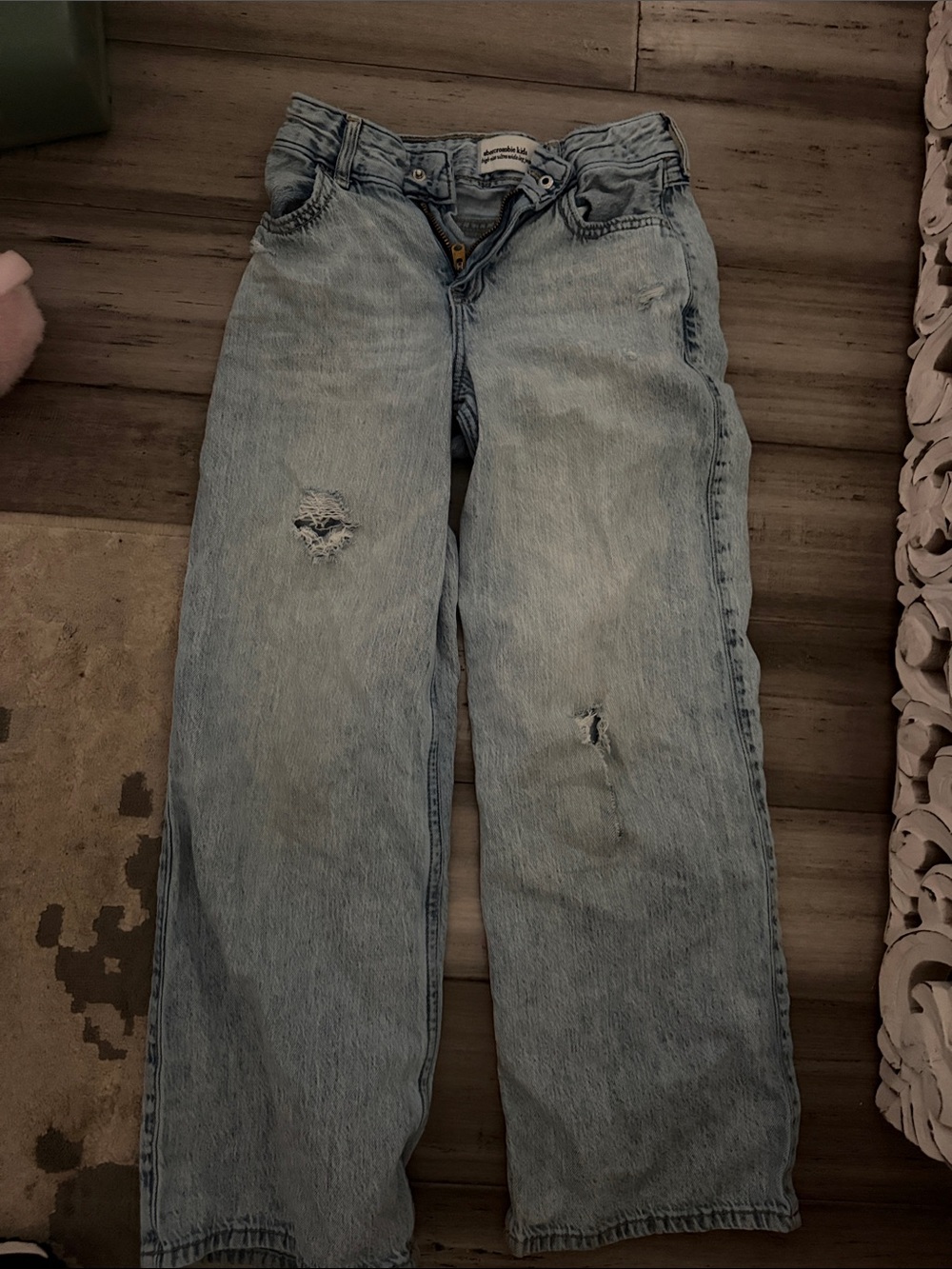 abercrombie kids Light Wash Distressed Straight Jeans